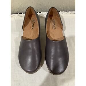 Softwalk Womens Addie Half d’Orsay Clog On Size 12 Gray Leather Comfort Shoes